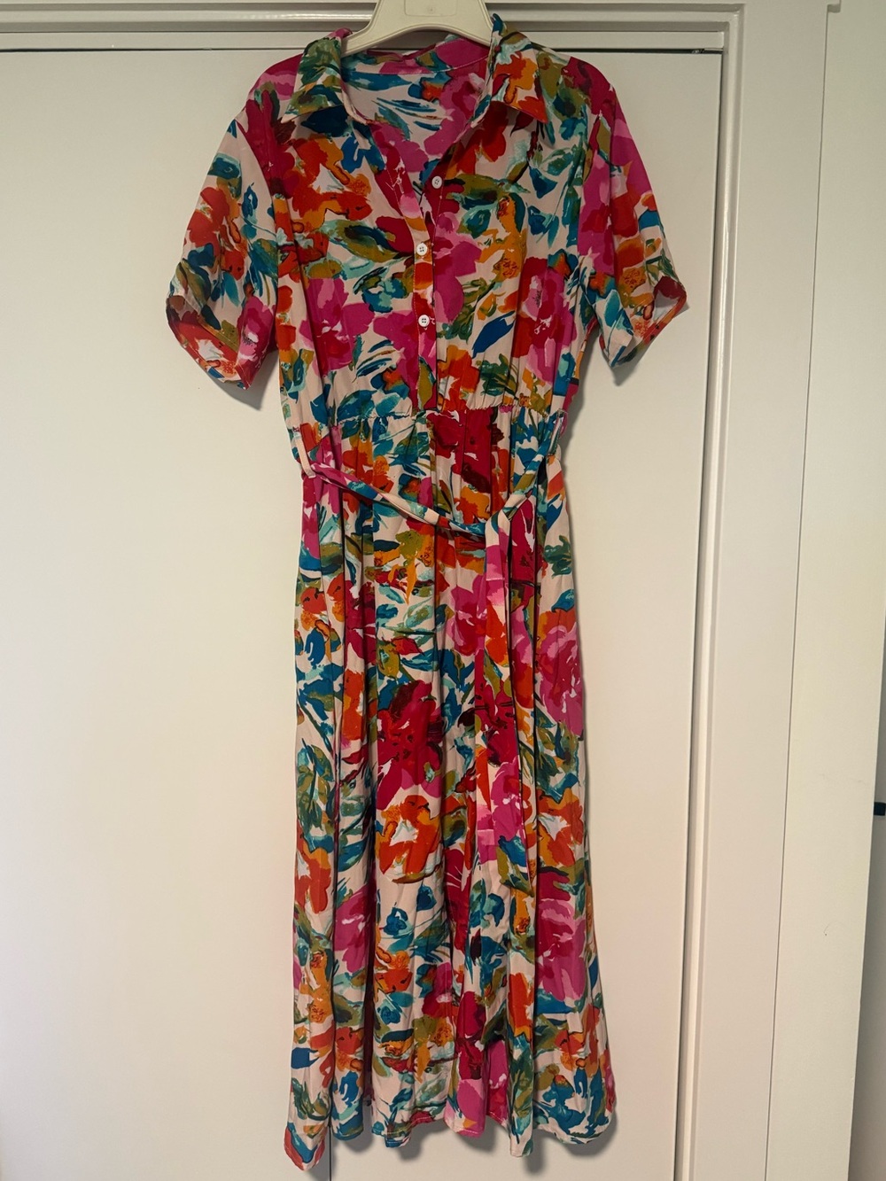 SHEIN Multicolor Floral Maxi Dress in Pink, Orange & Blue